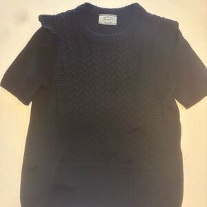 Prada Blue Knit Short Sleeve Sweater